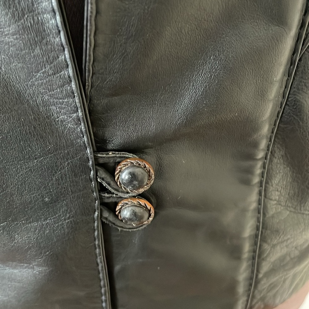 Vintage 90s Black Leather Womens Jacket Size 40/ US 10 - Picture 3 of 8